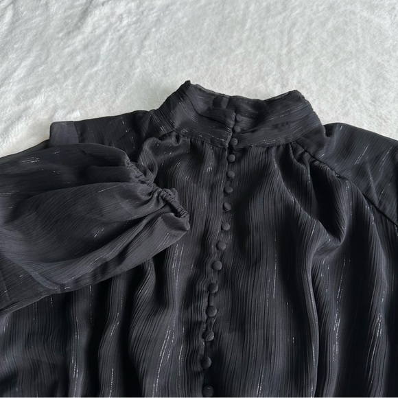 House of Harlow 1960 Black Ruched Long Sleeve Mini Dress S (4) - Picture 9 of 16